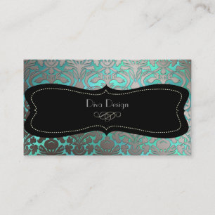 PixDezines faux flora damask/dyy färg Visitkort