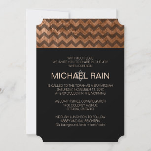 PixDezines faux foil/chevron pub mitzvah Inbjudningar