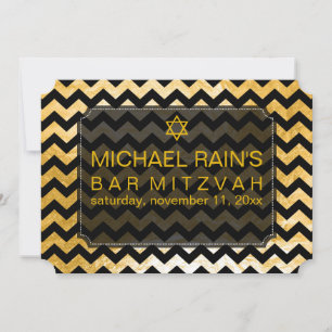 PixDezines faux foil/chevron pub mitzvah Inbjudningar