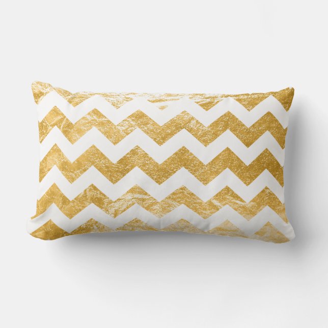 PixDezines faux foil/silver/guld/chevron mönster Lumbarkudde (Framsida)