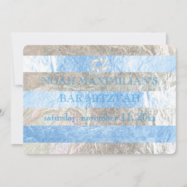 PixDezines faux foil/silver rand pub mitzvah Inbjudningar (Framsida)
