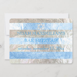 PixDezines faux foil/silver rand pub mitzvah Inbjudningar
