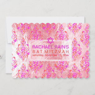 PixDezines faux foil/tunis damm bat mitzvah Inbjudningar