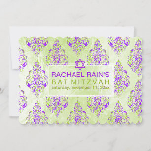 PixDezines faux foil/tunis damm bat mitzvah Inbjudningar