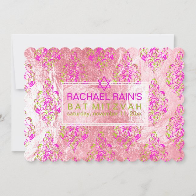 PixDezines faux foil/tunis damm bat mitzvah Inbjudningar (Framsida)