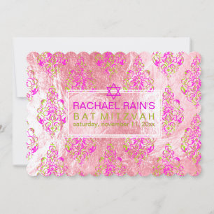 PixDezines faux foil/tunis damm bat mitzvah Inbjudningar