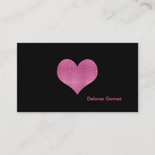 PixDezines Faux Glitter Raspberry Rosa Heart Visitkort