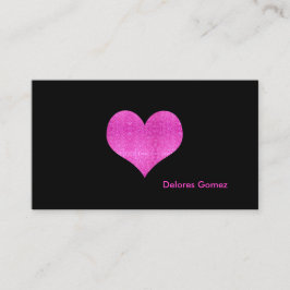 PixDezines Faux Glitter Shock rosa Heart Visitkort
