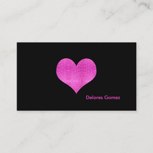 PixDezines Faux Glitter Shock rosa Heart Visitkort (Framsida)
