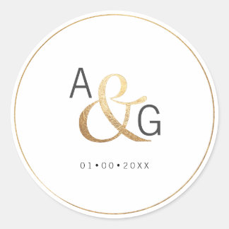 PixDezines Faux Guld Ampersand Runt Klistermärke