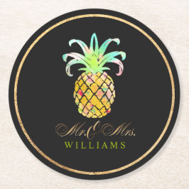 PixDezines Faux Guld/ananas Underlägg Papper Rund