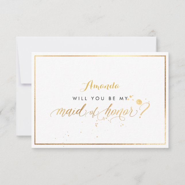 PixDezines Faux Guld blir du Maid of honor Inbjudningar (Framsida)