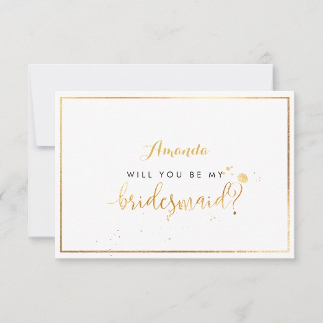 PixDezines Faux Guld blir min bridesmaid Inbjudningar (Framsida)
