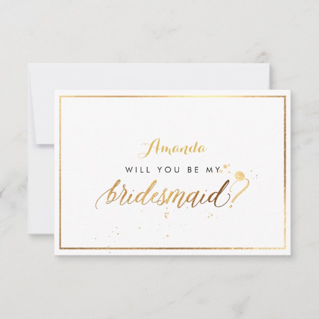 PixDezines Faux Guld blir min bridesmaid Inbjudningar (Framsida)
