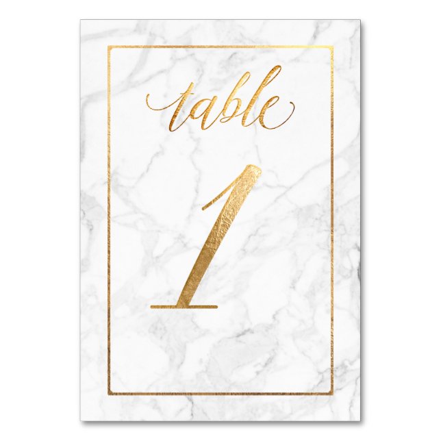 PixDezines Faux Guld/Bord nr 1+/Marble Bordsnummer (Framsidan)