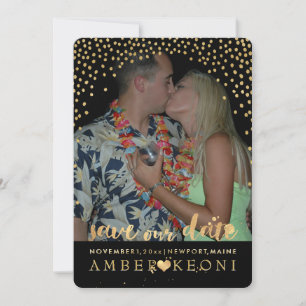 PixDezines Faux Guld confetti/Heart/Spara Date Spara Datumet
