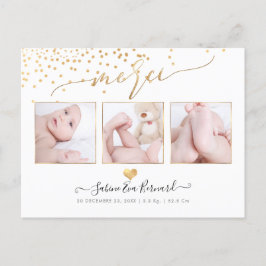 PixDezines Faux Guld Confetti//Remerciements Vykort