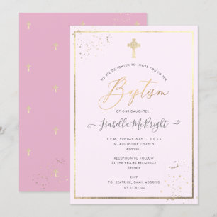 PixDezines Faux Guld DIY Färg Baptism Inbjudningar