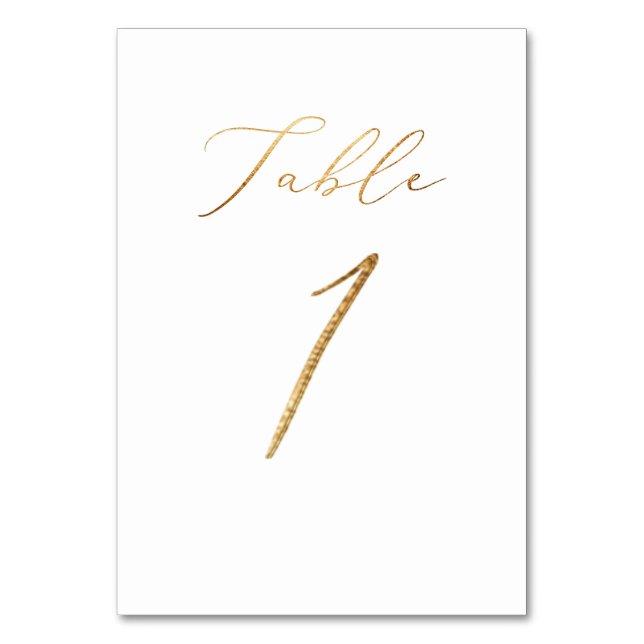 PixDezines Faux Guld Elegant Calligraphy No 1+ Bordsnummer (Framsidan)