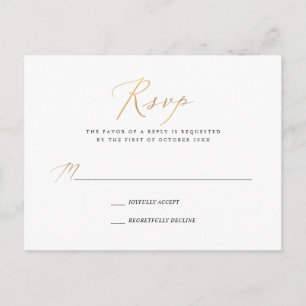 PixDezines Faux guld Elegant Kalligrafi RSVP Inbjudan Vykort
