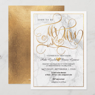 PixDezines Faux Guld Finare Script+Marble Inbjudningar