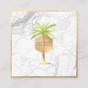PixDezines FAUX GULD HANDFLATAN TRÄD+MARBLE Fyrkantigt Visitkort
