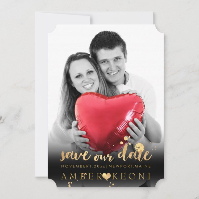 PixDezines Faux Guld Heart/Spara Date/DIY Färg Spara Datumet (Framsida)