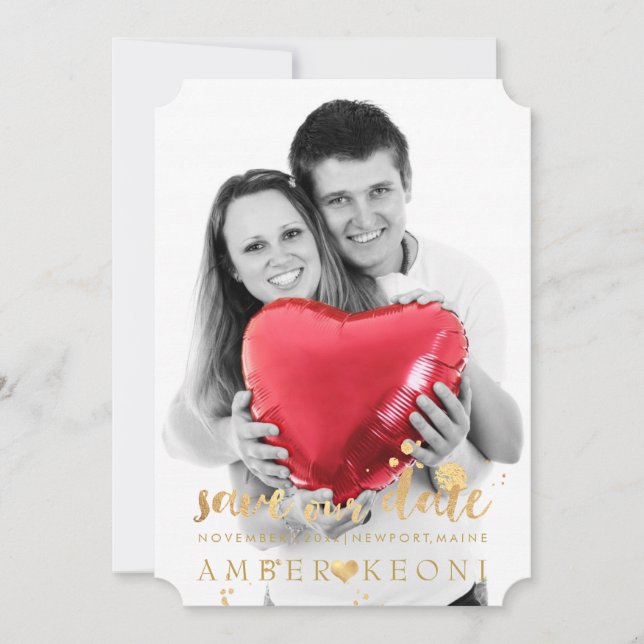 PixDezines Faux Guld Heart/Spara Date/DIY Färg Spara Datumet (Framsida)