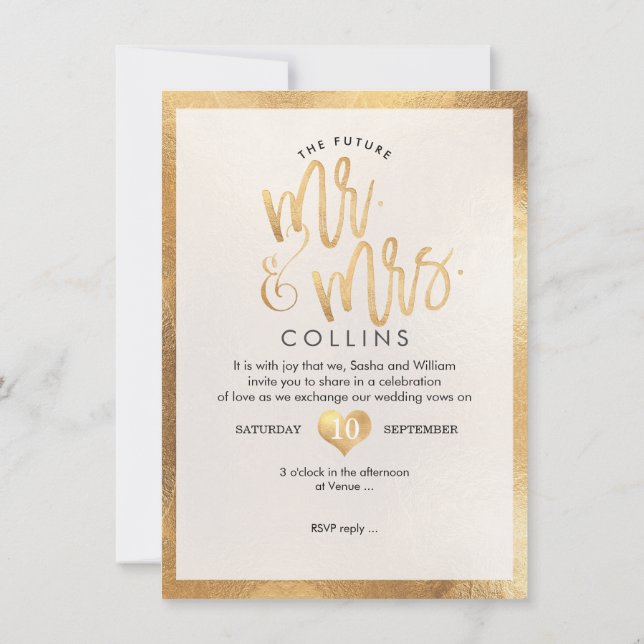 PixDezines & Faux Guld Hearts Inbjudningar (Baksida)