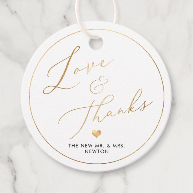 PixDezines Faux Guld Luxe Calligraphy Tack Gåvor Etiketter (Framsida)