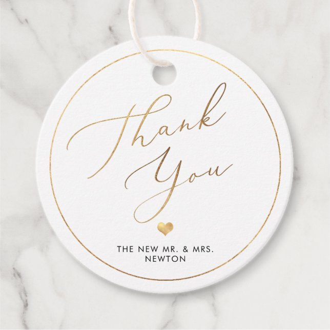 PixDezines Faux Guld Luxe Calligraphy Tack Gåvor Etiketter (Framsida)