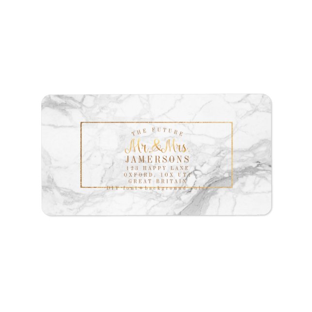 PixDezines Faux Guld+Marble DIY Adressetikett (Framsidan)