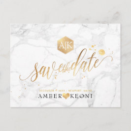 PixDezines Faux Guld/Monogram/Marble/Spara our Dat Vykort