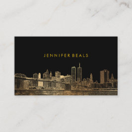PixDezines Faux Guld NYC Skyline/DIY-bakgrund Visitkort