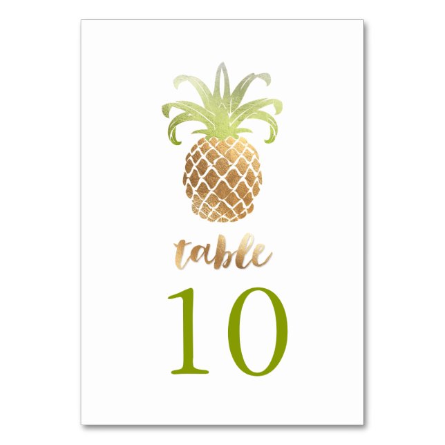 PixDezines Faux Guld Pineapples/Bord Cards Bordsnummer (Framsidan)