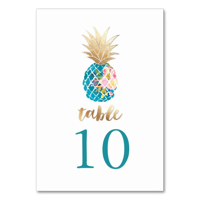 PixDezines Faux Guld Pineapples/Bord Cards Bordsnummer (Baksidan)