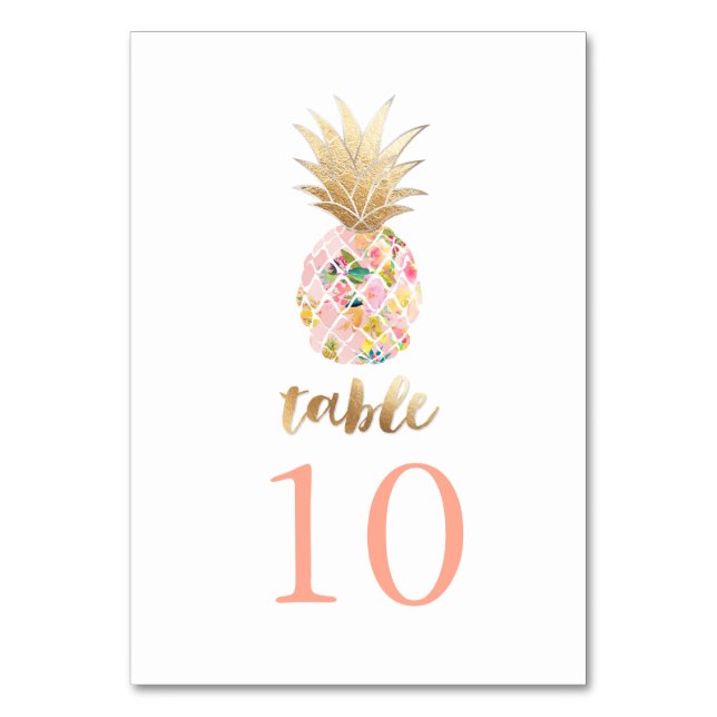 PixDezines Faux Guld Pineapples/Bord Cards Bordsnummer (Baksidan)