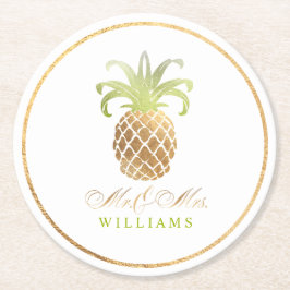 PixDezines Faux Guld/Pineapples Underlägg Papper Rund