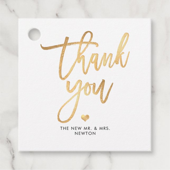 PixDezines Faux Guld Push Calligraphy Tack Gåvor Etiketter (Framsida)