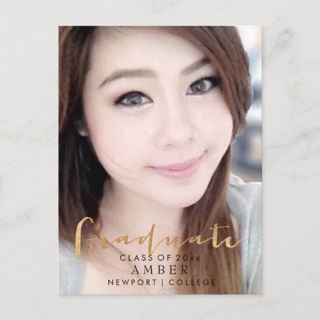 PixDezines Faux Guld Rolig Font/Graduate foto Meddelande Vykort (Framsida)