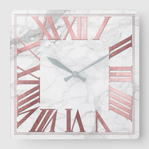 PixDezines FAUX GULD ROMAN NUMMER Fyrkantig Klocka