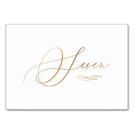 PixDezines Faux Guld Romantic Calligraphy Seven 7 Bordsnummer