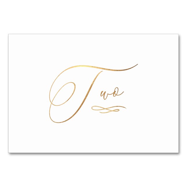 PixDezines Faux Guld Romantic Calligraphy Two 2 2 Bordsnummer (Framsidan)