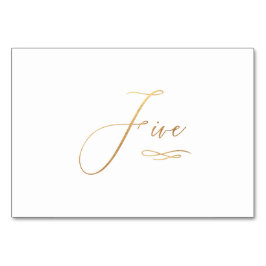 PixDezines Faux Guld Romantisk Kalligrafi Fem 5 Bordsnummer