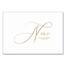 PixDezines Faux Guld Romantisk Kalligrafi Nio 9 Bordsnummer