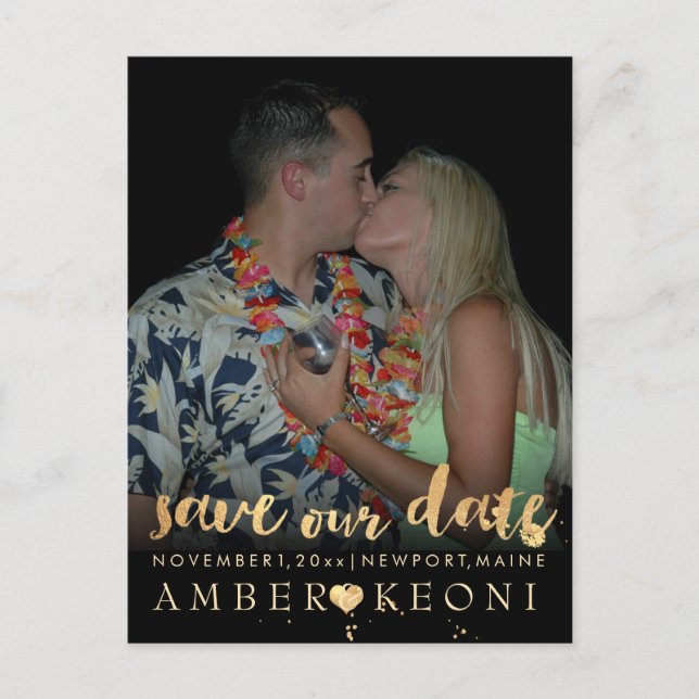 PixDezines faux guld/spara date/DIY färg Meddelande Vykort (Framsida)