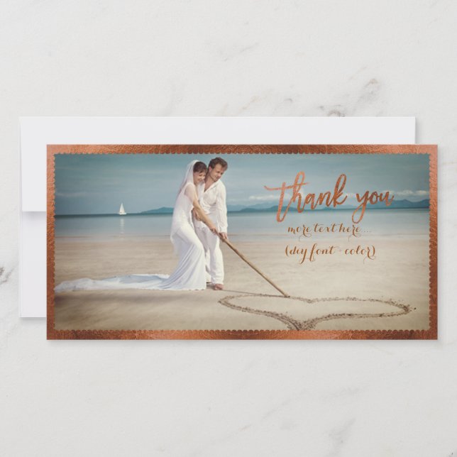 PixDezines faux koppar ram/tack för fotot Tack Kort (Framsida)