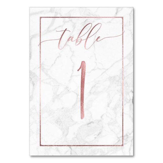 PixDezines Faux Ro Guld/Bord 1+/Marble Bordsnummer (Framsidan)