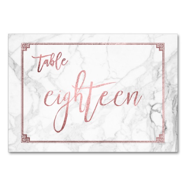PixDezines Faux Ro Guld/Bord nr 1-18/Marble Bordsnummer (Framsidan)