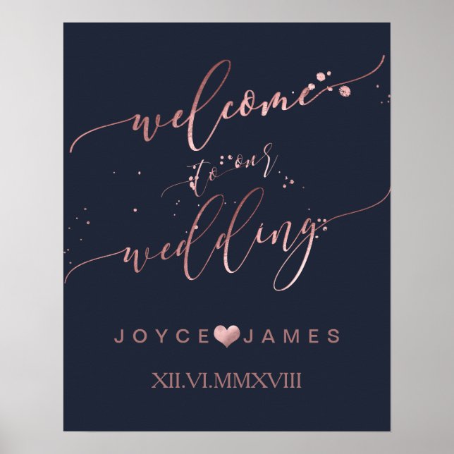 PixDezines FAUX RO GULD CALLIGRAFI/WELCOME Poster (Framsidan)